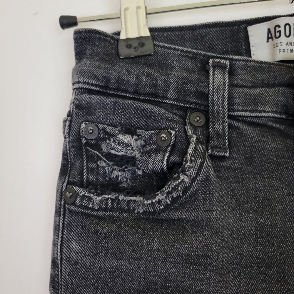 AgoldE Sophie High Rise Skinny Crop Destroyed Hem in Temple Gray Black - Picture 5 of 12